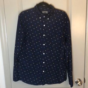 Hawker Rye Slim Fit Blue Shirt with Palm Trees